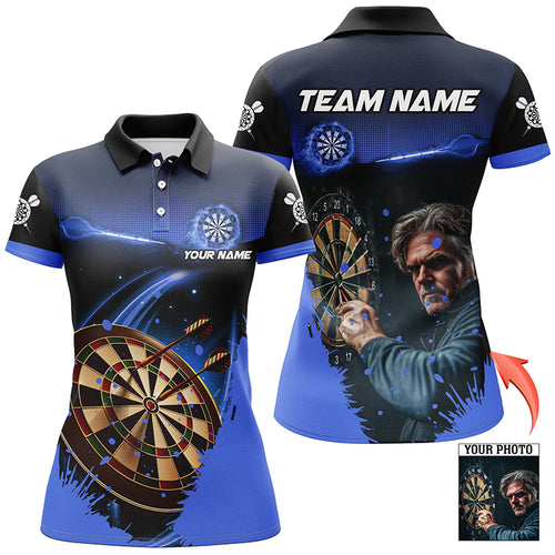 Personalized 3D All Over Print Blue Darts Jerseys For Women Custom Photo Darts Player Shirts TDM2271