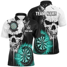 Load image into Gallery viewer, Personalized Grunge Skull Crack Wall Men Dart Shirts Custom Darts League Team Jerseys |Turquoise TDM2784