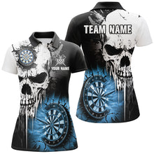 Load image into Gallery viewer, Personalized Grunge Skull Crack Wall Women Dart Shirts Custom Scary Darts League Team Jerseys |Blue TDM2785