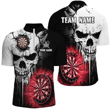 Load image into Gallery viewer, Personalized Grunge Skull Crack Wall Men Dart Shirts Custom Scary Darts League Team Jerseys |Red TDM2786