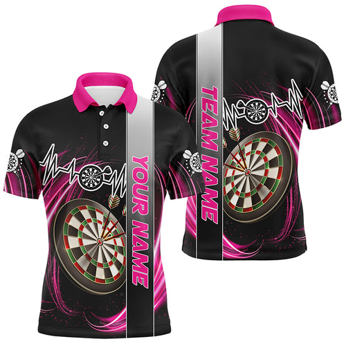 Personalized Pink Swirl Darts Board Heartbeat Line Men Dart Shirts Custom Dart Jerseys Team Uniform TDM3022