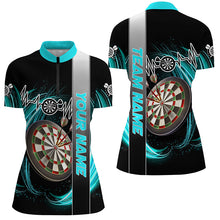 Load image into Gallery viewer, Personalized Cyan Swirl Darts Board Heartbeat Line Women Dart Shirts Custom Dart Jerseys Team Uniform TDM3023