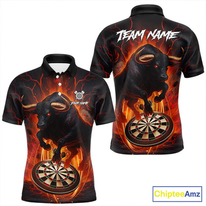 Personalized Bull Fire Darts Shirt For Men Custom Darts Jersey Team Polo & 1/4 Zip | Orange TDM5506