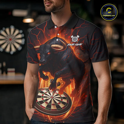 Personalized Bull Fire Darts Shirt For Men Custom Darts Jersey Team Polo & 1/4 Zip | Orange TDM5506