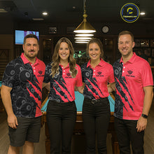 Load image into Gallery viewer, Custom Grunge Black And Red 8 Ball Billiard Shirt For Men, Pool Team Jersey Polo &amp; 1/4 Zip TDM5961