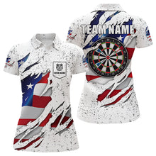 Load image into Gallery viewer, White Grunge US Flag Darts Shirt With Pocket For Women Custom Darts Jersey TDM3211