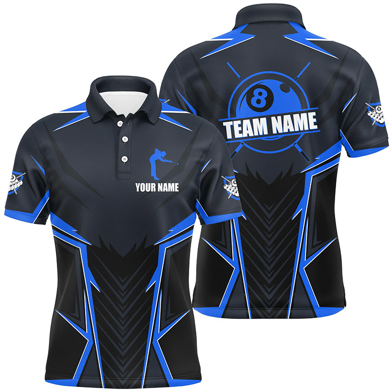 Billiard Jerseys For Women Custom Polo & Quarter-Zip Billiard Team Shirts, 8 Ball Pool Shirt |Blue TDM3030