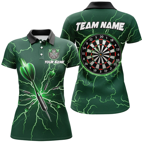 Turquoise Darts Thunder Lightning 3D Dart Polo & Quarter Zip Custom Dart Shirts For Women Dart Jersey TDM3032