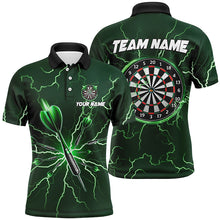 Load image into Gallery viewer, Turquoise Darts Thunder Lightning 3D Dart Polo &amp; Quarter Zip Custom Dart Shirts For Men Dart Jersey TDM3032