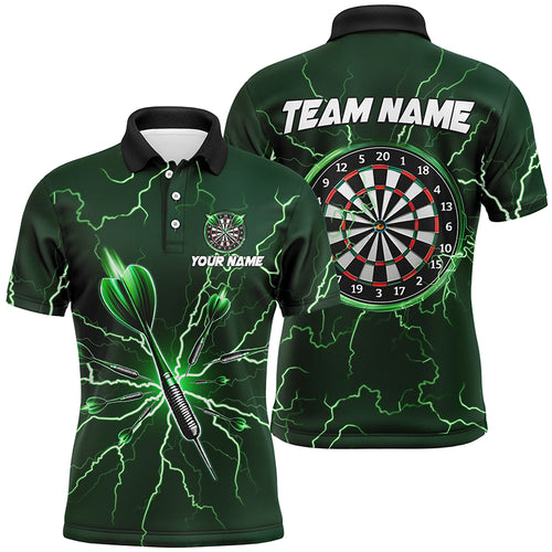 Turquoise Darts Thunder Lightning 3D Dart Polo & Quarter Zip Custom Dart Shirts For Men Dart Jersey TDM3032