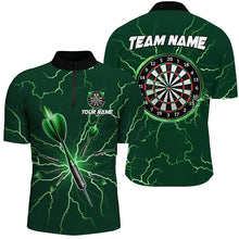 Load image into Gallery viewer, Turquoise Darts Thunder Lightning 3D Dart Polo &amp; Quarter Zip Custom Dart Shirts For Men Dart Jersey TDM3032