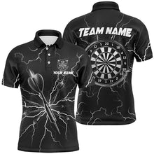 Load image into Gallery viewer, Black Darts Thunder Lightning 3D Dart Polo &amp; Quarter Zip Custom Dart Shirts For Men Dart Jersey TDM3034