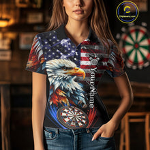 Load image into Gallery viewer, American Flag Smoke Eagle Darts Shirt For Women Custom Patriotic Darts Jersey Team Polo, 1/4 Zip TDM5256
