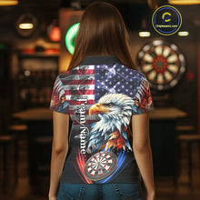 Load image into Gallery viewer, American Flag Smoke Eagle Darts Shirt For Women Custom Patriotic Darts Jersey Team Polo, 1/4 Zip TDM5256