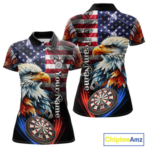 American Flag Smoke Eagle Darts Shirt For Women Custom Patriotic Darts Jersey Team Polo, 1/4 Zip TDM5256