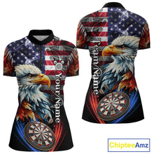 Load image into Gallery viewer, American Flag Smoke Eagle Darts Shirt For Women Custom Patriotic Darts Jersey Team Polo, 1/4 Zip TDM5256