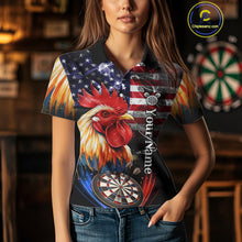 Load image into Gallery viewer, American Flag Smoke Rooster Darts Shirt For Women Custom Patriotic Darts Jersey Team Polo, 1/4 Zip TDM5257