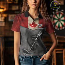 Load image into Gallery viewer, Personalized Canada Flag Steel Tip Dart Polo &amp; 1/4 Zip For Women Custom Canada Darts Team Jersey TDM5261