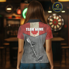 Load image into Gallery viewer, Personalized Canada Flag Steel Tip Dart Polo &amp; 1/4 Zip For Women Custom Canada Darts Team Jersey TDM5261