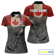 Load image into Gallery viewer, Personalized Canada Flag Steel Tip Dart Polo &amp; 1/4 Zip For Women Custom Canada Darts Team Jersey TDM5261