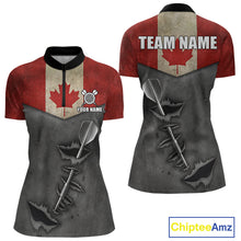 Load image into Gallery viewer, Personalized Canada Flag Steel Tip Dart Polo &amp; 1/4 Zip For Women Custom Canada Darts Team Jersey TDM5261