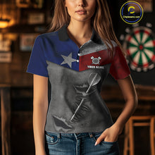 Load image into Gallery viewer, Personalized Texas Flag Steel Tip Dart Polo &amp; 1/4 Zip For Women Custom Texas Darts Team Jersey TDM5262