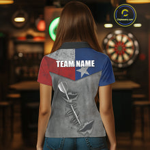 Load image into Gallery viewer, Personalized Texas Flag Steel Tip Dart Polo &amp; 1/4 Zip For Women Custom Texas Darts Team Jersey TDM5262