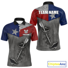 Load image into Gallery viewer, Personalized Texas Flag Steel Tip Dart Polo &amp; 1/4 Zip For Men Custom Texas Darts Team Jersey TDM5262