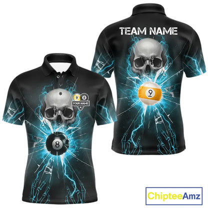 Turquoise Billiard 8 Ball & 9 Ball Skull Pool Shirt For Men Custom Glass Break Billiard Team Jersey TDM5515