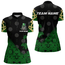 Load image into Gallery viewer, Black And Green St Patrick Day Luckiest Shamrock Dart Shirts For Women Custom Darts Team Jerseys TDM3457