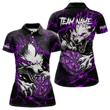 Load image into Gallery viewer, Personalized Wolf Lightning Darts Polo &amp; Quarter Zip Custom Dart Shirts For Women Darts Jersey |Purple TDM3611
