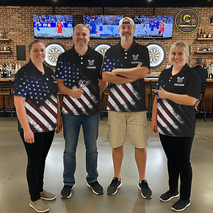 Vintage American Flag Eagle Darts Shirt For Men Custom Patriotic Darts Team Jersey Polo & 1/4 Zip TDM5968