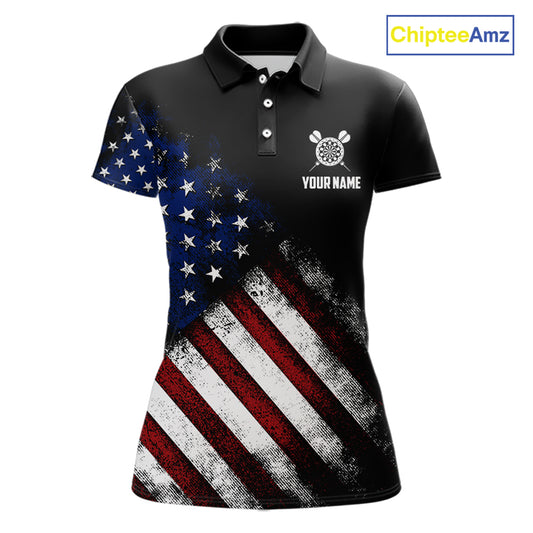 Vintage American Flag Eagle Darts Shirt For Women Custom Patriotic Darts Team Jersey Polo & 1/4 Zip TDM5968