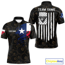 Load image into Gallery viewer, Personalized Texas Flag 8 Ball Pool Shirt For Men Custom US Flag Billiard Jersey Polo &amp; 1/4 Zip TDM6137