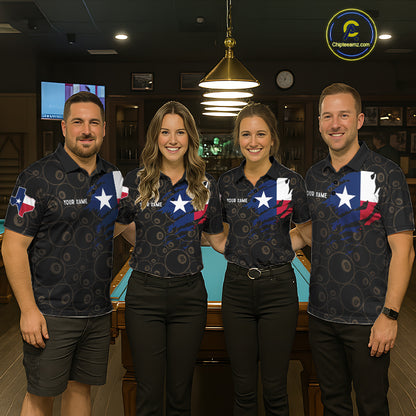 Personalized Texas Flag 8 Ball Pool Shirt For Women Custom US Flag Billiard Jersey Polo & 1/4 Zip TDM6137