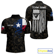 Load image into Gallery viewer, Personalized Texas Flag 8 Ball Pool Shirt For Men Custom US Flag Billiard Jersey Polo &amp; 1/4 Zip TDM6137