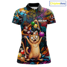 Load image into Gallery viewer, Colorful Billiard Jersey Custom Funny Cat Graffiti Billiard Polo &amp; Quarter Zip Shirts For Women TDM6564