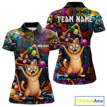 Load image into Gallery viewer, Colorful Billiard Jersey Custom Funny Cat Graffiti Billiard Polo &amp; Quarter Zip Shirts For Women TDM6564
