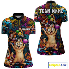 Load image into Gallery viewer, Colorful Billiard Jersey Custom Funny Cat Graffiti Billiard Polo &amp; Quarter Zip Shirts For Women TDM6564