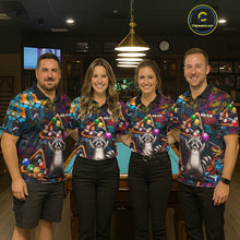 Load image into Gallery viewer, Colorful Billiard Jersey Custom Funny Raccoon Graffiti Billiard Polo &amp; Quarter Zip Shirts For Men TDM6565