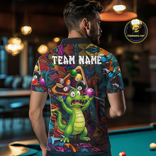 Load image into Gallery viewer, Colorful Billiard Jersey Custom Funny Dinosaur Graffiti Billiard Polo &amp; Quarter Zip Shirts For Men TDM6566