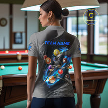 Load image into Gallery viewer, Personalized Panther Lightning 3D Billiard Balls Pool Shirts For Women, Billiard League Jerseys |Blue TDM2790