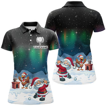 Load image into Gallery viewer, Funny Turkey And Santa Playing Golf Custom Women Golf Polo Shirts, Golfing Gifts For Christmas TDM3038