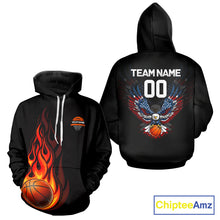 Load image into Gallery viewer, Personalized Eagle American Flag Flaming Basketball Jersey Custom Name &amp; Number Basketball Shirt TDM5785