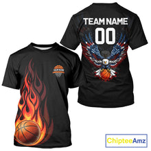 Load image into Gallery viewer, Personalized Eagle American Flag Flaming Basketball Jersey Custom Name &amp; Number Basketball Shirt TDM5785