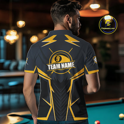 9 Ball Billiard Jerseys For Men Custom Polo & Quarter-Zip Billiard Team Shirts, 9 Ball Pool Shirt TDM3615