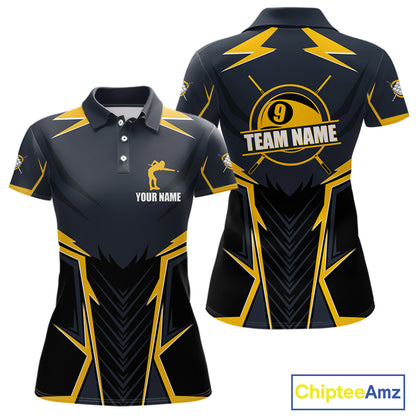 9 Ball Billiard Jerseys For Women Custom Polo & Quarter-Zip Billiard Team Shirts, 9 Ball Pool Shirt TDM3615