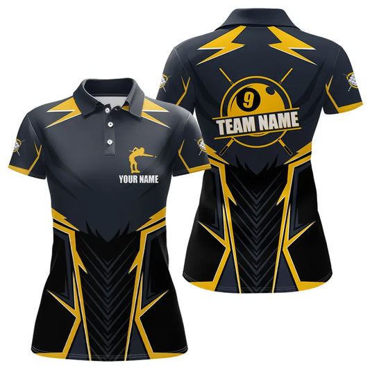 9 Ball Billiard Jerseys For Women Custom Polo & Quarter-Zip Billiard Team Shirts, 9 Ball Pool Shirt TDM3615
