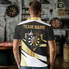Load image into Gallery viewer, Black And Gold Dartboard Crown Darts Shirt For Men Custom Darts Jersey Team Polo &amp; Quarter Zip TDM6375