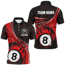 Load image into Gallery viewer, Personalized Funny Flaming 8 Ball Pool Custom Red Billiard Jerseys Shirts For Men, Billiard Apparel TDM1872
